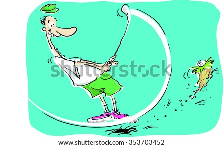 Vector Cartoon Crazy Golf Swing Stock Vector 353703452 - Shutterstock