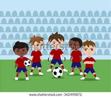 Illustration Soccer Red Player Soccer Field Stock Vector 399865486 ...