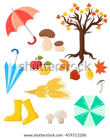 Vector Illustration Cartoon Isolated Autumn Icons Stock Vector ...