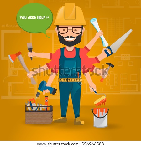 Construction Worker Hand Party Vector Set Stock Vector 556966588 ...