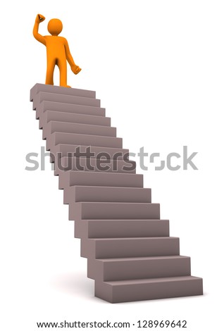 3d People Climb Staircase Stair 3d Stock Illustration 