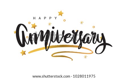 happy anniversary lettering text banner greeting stock