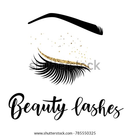 Lashes Lettering Vector Illustration Beauty Lashes Stock Vector ...