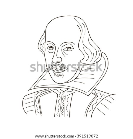 William Shakespeare Sketch Illustration Black White Stock Vector ...