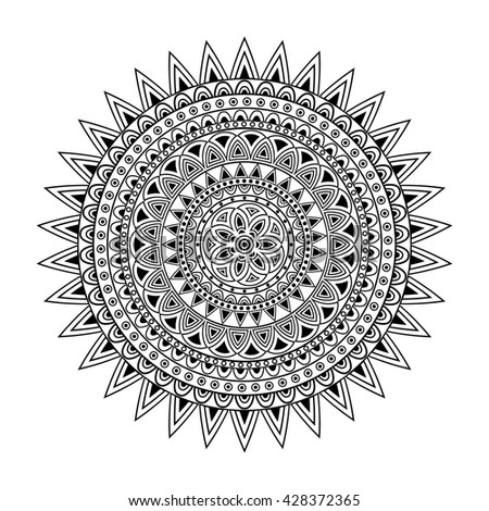 black white mandala print template adult stock vector