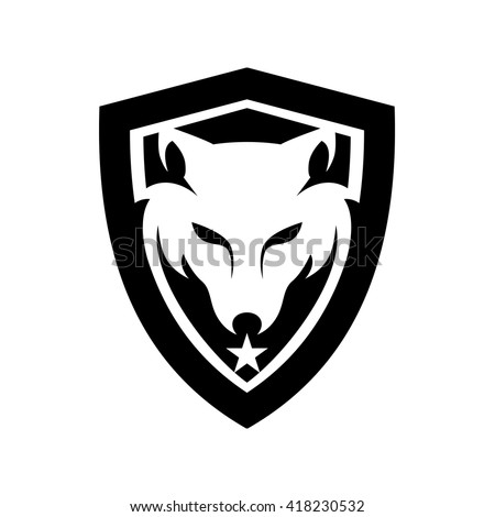 Wolf Head Shield Logo Stock Vector 418230532 - Shutterstock