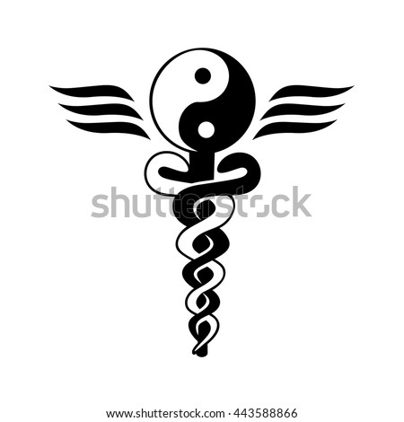 The karykeion of Hermes - the caduceus of Mercury - yin yang logo