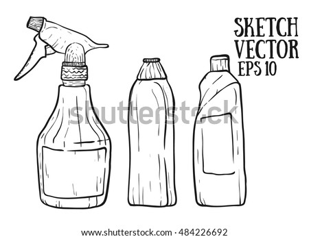 Cleaning Products Outline Stock Vector 95214793 - Shutterstock