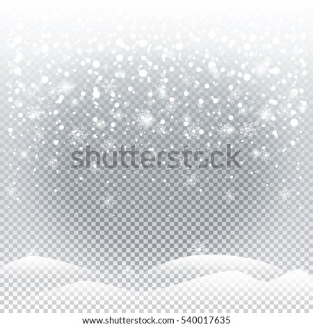 Falling Snow White Snowflakes Transparent Background Stock 