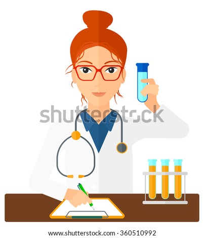 Vector Illustration Female Scientist Microscope Test Stock Vector ...