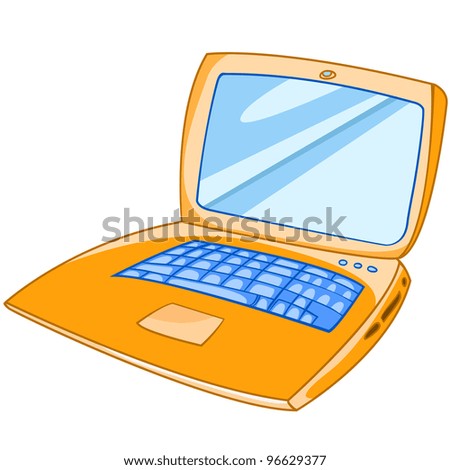 Cartoon Home Appliences Laptop Isolated on White Background. Vector ...