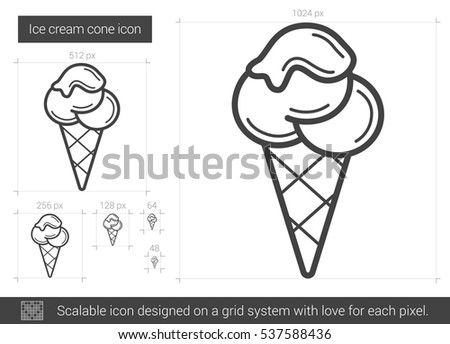 Ice cream cone vector line icon isolated on white background. Ice cream cone line icon for infographic, website or app. Scalable icon designed on a grid system.