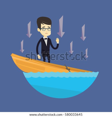 Business Man Standing Sinking Boat Asking Stock Vector 580033645 ...