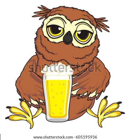 Drunk Owl Fun Cartoon Stock Vector 284973731 - Shutterstock