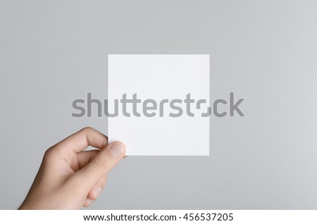 Download Square Flyer Invitation Mock Up Male Hands Stock Photo ...