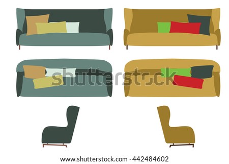 Big Sofas Set Furniture Your Interior Stock Vector 442484602 - Shutterstock