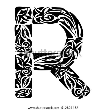 Tribal Capital Letter R Vector Illustration For Coloring Page Tattoos