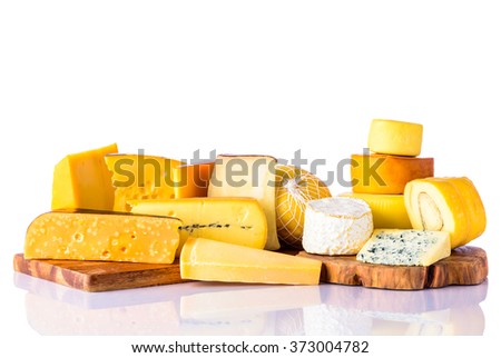 Hard Cheese, Soft Cheese, Blue Cheese isolated on white background