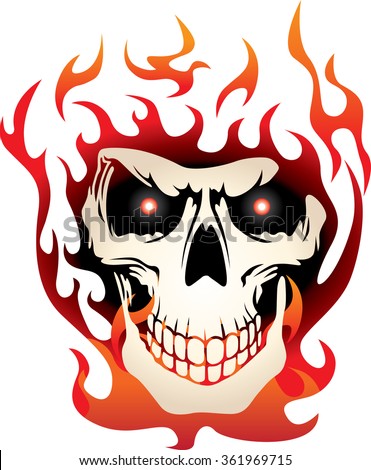 Flaming Skull Stock Vector 361969715 - Shutterstock
