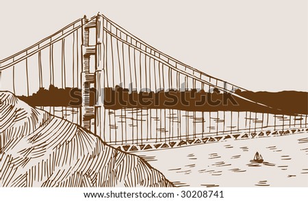 Golden Gate Bridge Drawing Stock Illustration 30208741 - Shutterstock