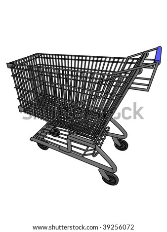 Realistic Line Drawing Shopping Cart Vector Stock Vector 134227991