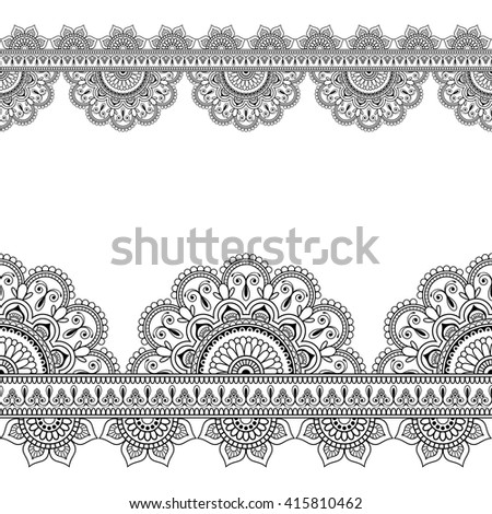 Indian Mehndi Henna Border Elements Flowers Stock Vector 393122020 ...