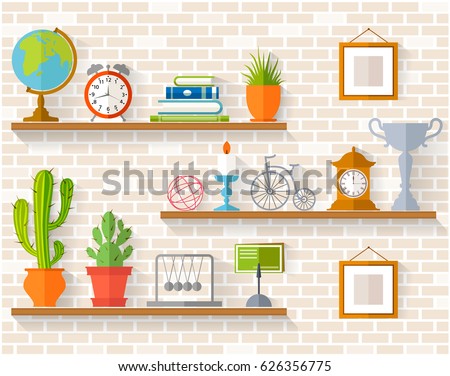 decor vector home Shelves Houseplants Souvenirs de Vector On Home Decor