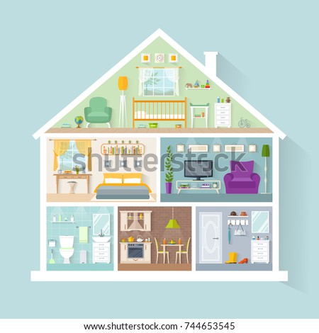 Vector House Model Rooms Different Purposes Stock Vector 744653545 ...