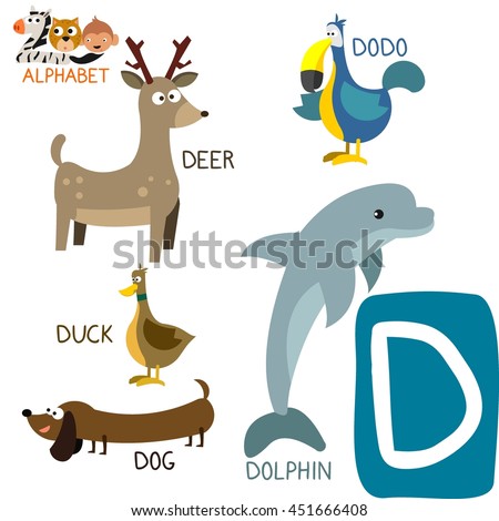 Cute Animal Zoo Alphabet Letter D Stock Vector 451666408 - Shutterstock