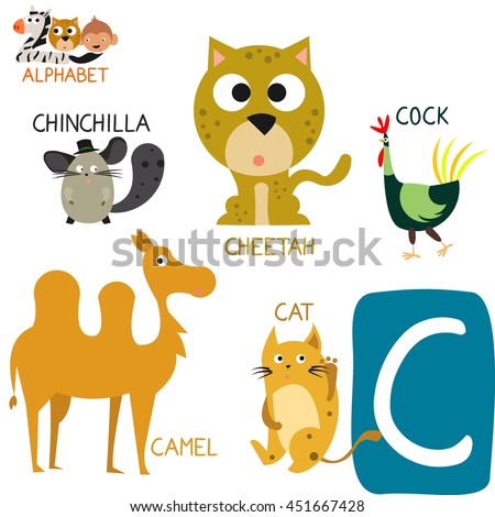 Cute Animal Zoo Alphabet Letter C Stock Vector 451667428 - Shutterstock