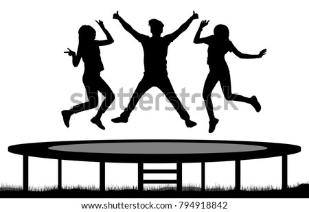 Jumping People On Trampoline Silhouette Jump Stock Vector 794918842 ...