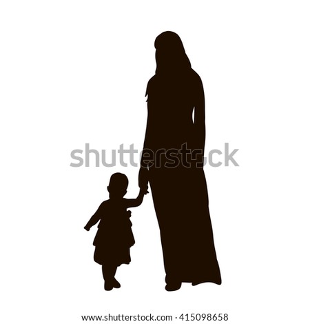 Vector Isolated Silhouette Mother Baby Stock Vector 415098658