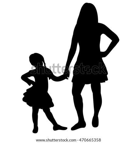 Download Vector Silhouette Mother Daughter Isolated On Stock Vector ...