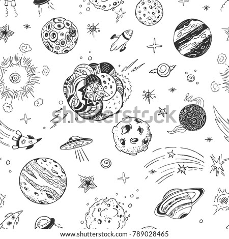 Vector Pattern Space Isolated Drawings On Stock Vector 789028465 ...