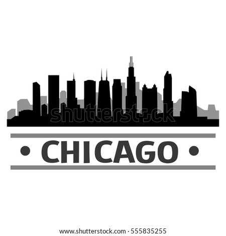 Chicago Silhouette Skyline Stock Vector 555835255 - Shutterstock