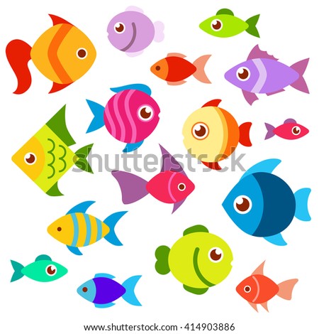 Cute Fish Cartoon Isolated Over White Stock Vector 86430835 - Shutterstock