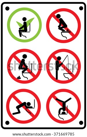 Toilet Rules Stickers Set Stock Vector 371669785 