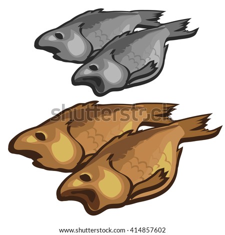 The dried fish. Vector illustration.