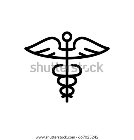 thin line caduceus icon on white background