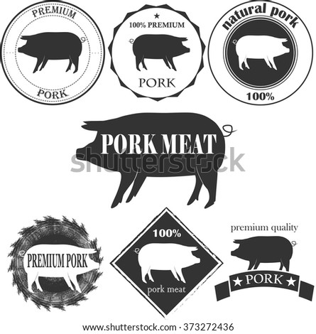 Set Pork Labels Badges Design Elements Stock Vector 145607959 ...