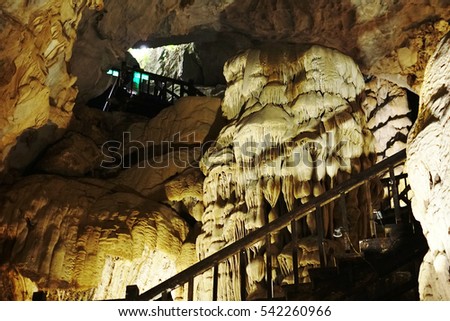 Quang Binh, Vietnam - 12th December 2016 - Paradise cave (or Thien Duong cave) is a cave in Phong Nha Ke Bang National Park, UNESCO's World Heritage Site