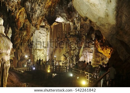 Quang Binh, Vietnam - 12th December 2016 - Paradise cave (or Thien Duong cave) is a cave in Phong Nha Ke Bang National Park, UNESCO's World Heritage Site