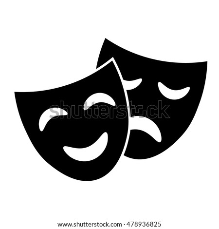 Theater Icon Black Isolated Theater Masks Stock Vector 478936825 