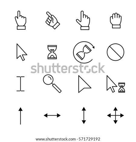 Set Cursor Icons Modern Thin Line Stock Vector 571729192 - Shutterstock