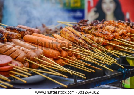 Meat on a stick, Bangkok, Thailand