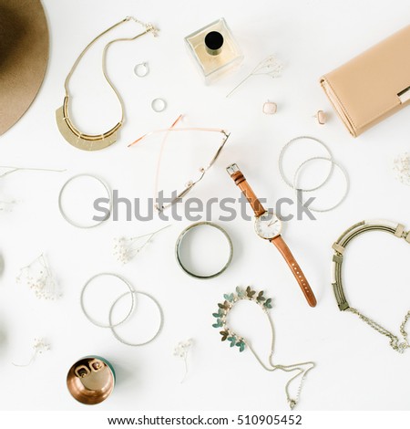 Woman Trendy Fashion Accessories Arrangement On Stock Photo 524562859 ...