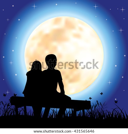 Silhouettes Man Woman Sitting On Bench Stock Vector 28613635 - Shutterstock