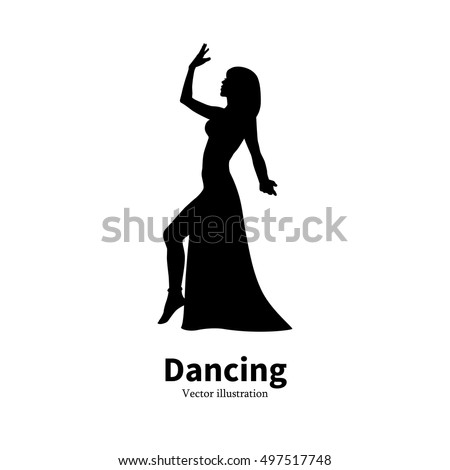 Vector Illustration Black Silhouette Dancing Girl 스톡 벡터 497517748