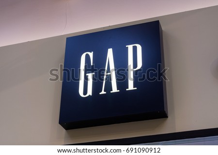 August 4, 2017 Milpitas/CA/USA - Gap logo above the store entrance at the Great Mall, San Francisco bay area