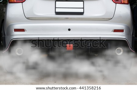 Car is smoking white from exhaust